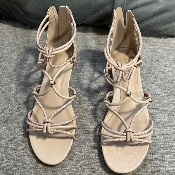 Aldo Sandals. Tan with gold detail. Never worn. Brand new. - Picture 1 of 5